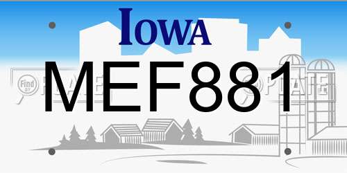 MEF881 Iowa License Plate