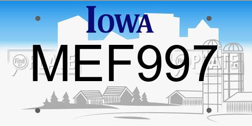 MEF997 Iowa License Plate