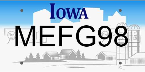 MEFG98 Iowa License Plate