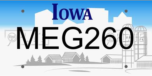 MEG260 Iowa License Plate