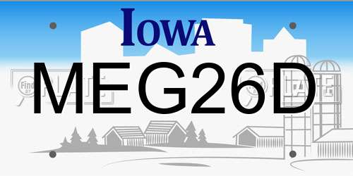 MEG26D Iowa License Plate