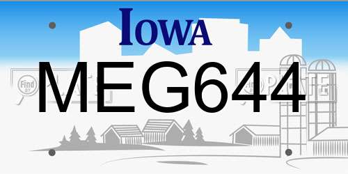 MEG644 Iowa License Plate