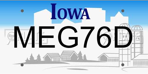MEG76D Iowa License Plate