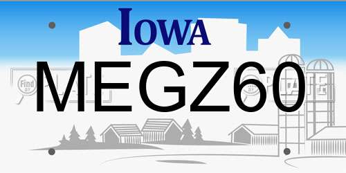 MEGZ60 Iowa License Plate