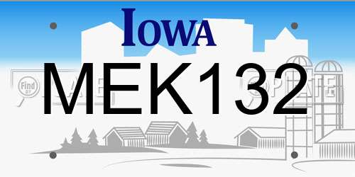 MEK132 Iowa License Plate