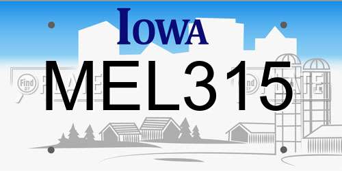 MEL315 Iowa License Plate