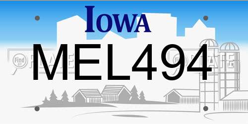 MEL494 Iowa License Plate