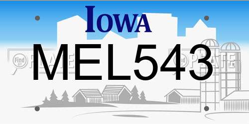MEL543 Iowa License Plate
