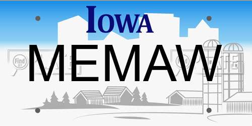 MEMAW Iowa License Plate