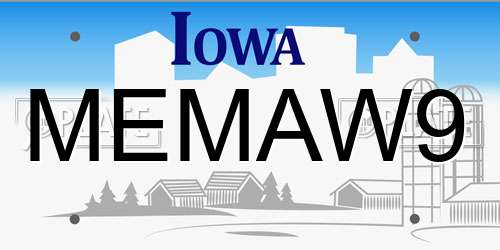 MEMAW9 Iowa License Plate