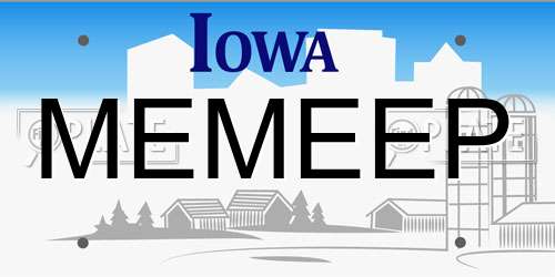 MEMEEP Iowa License Plate