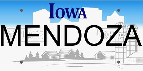 MENDOZA Iowa License Plate