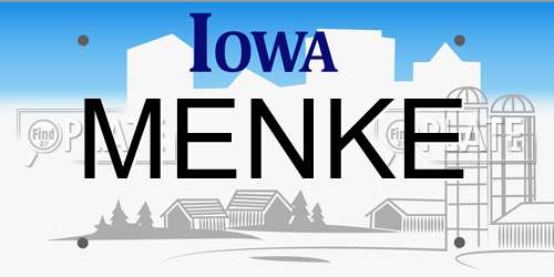 MENKE Iowa License Plate