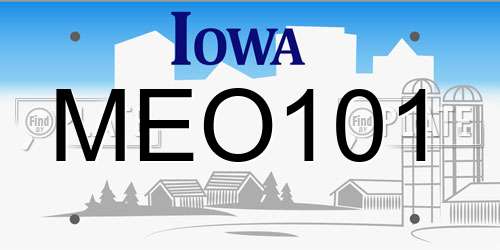 MEO101 Iowa License Plate