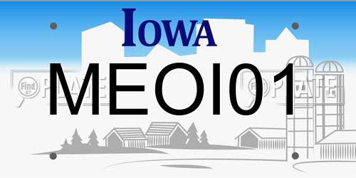 MEOI01 Iowa License Plate