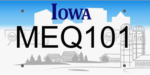MEQ101 Iowa License Plate