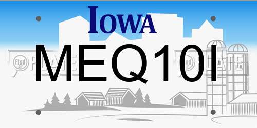 MEQ10I Iowa License Plate