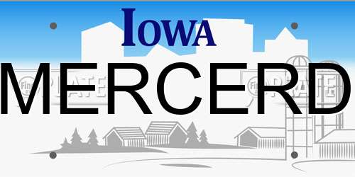 MERCERD Iowa License Plate