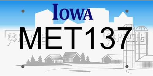 MET137 Iowa License Plate