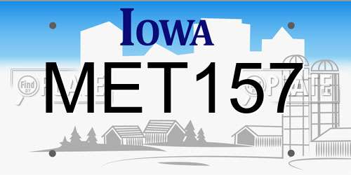 MET157 Iowa License Plate