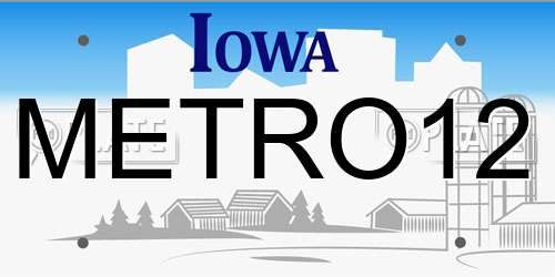 METRO12 Iowa License Plate