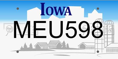 MEU598 Iowa License Plate