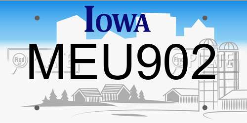 MEU902 Iowa License Plate