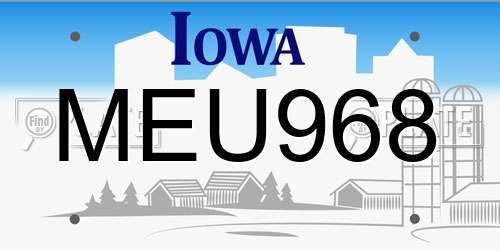 MEU968 Iowa License Plate