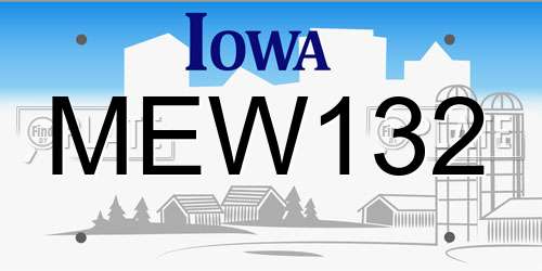 MEW132 Iowa License Plate