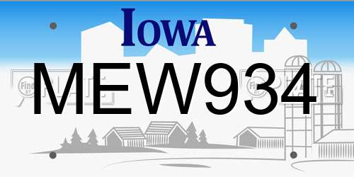 MEW934 Iowa License Plate