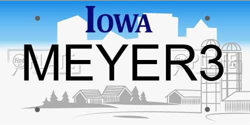 MEYER3 Iowa License Plate