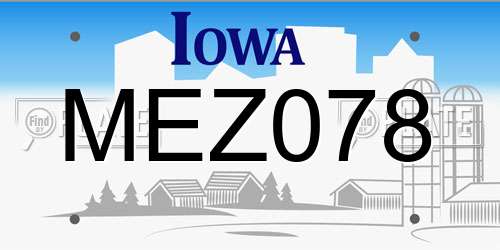 MEZ078 Iowa License Plate