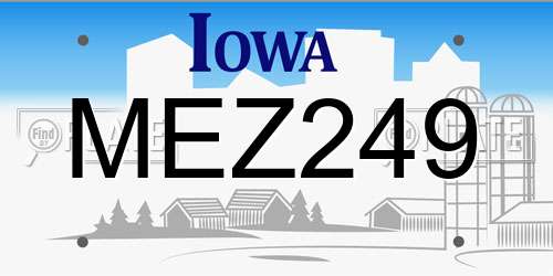 MEZ249 Iowa License Plate