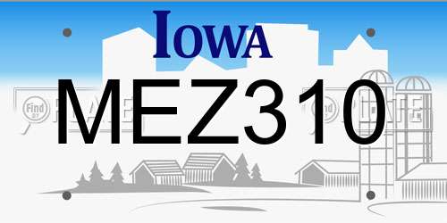 MEZ310 Iowa License Plate