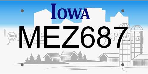 MEZ687 Iowa License Plate