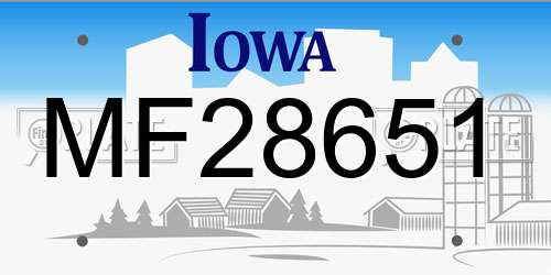 MF28651 Iowa License Plate