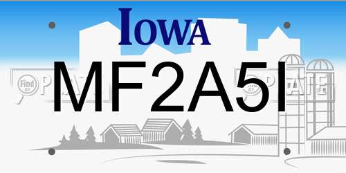 MF2A5I Iowa License Plate