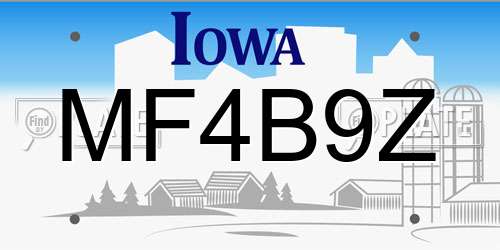 MF4B9Z Iowa License Plate