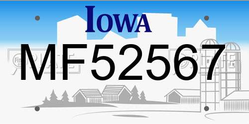 MF52567 Iowa License Plate