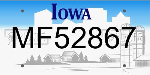 MF52867 Iowa License Plate