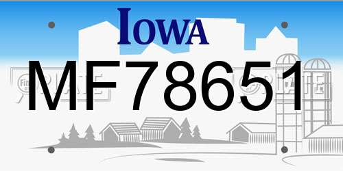 MF78651 Iowa License Plate