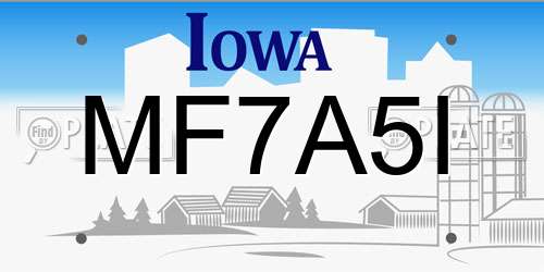 MF7A5I Iowa License Plate
