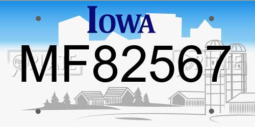 MF82567 Iowa License Plate