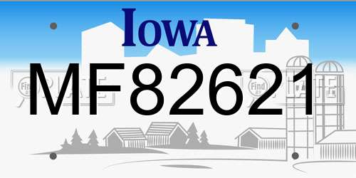 MF82621 Iowa License Plate