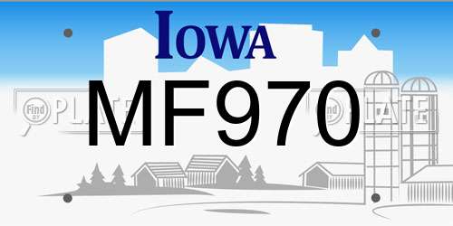 MF970 Iowa License Plate