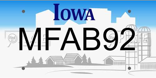 MFAB92 Iowa License Plate