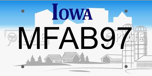 MFAB97 Iowa License Plate
