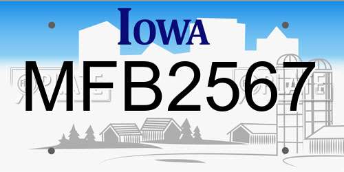 MFB2567 Iowa License Plate