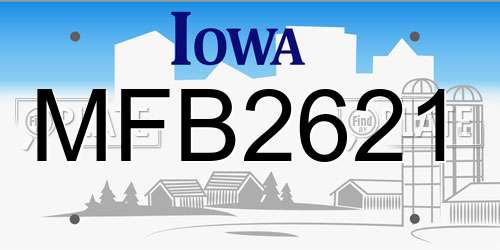 MFB2621 Iowa License Plate