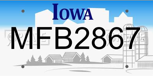 MFB2867 Iowa License Plate